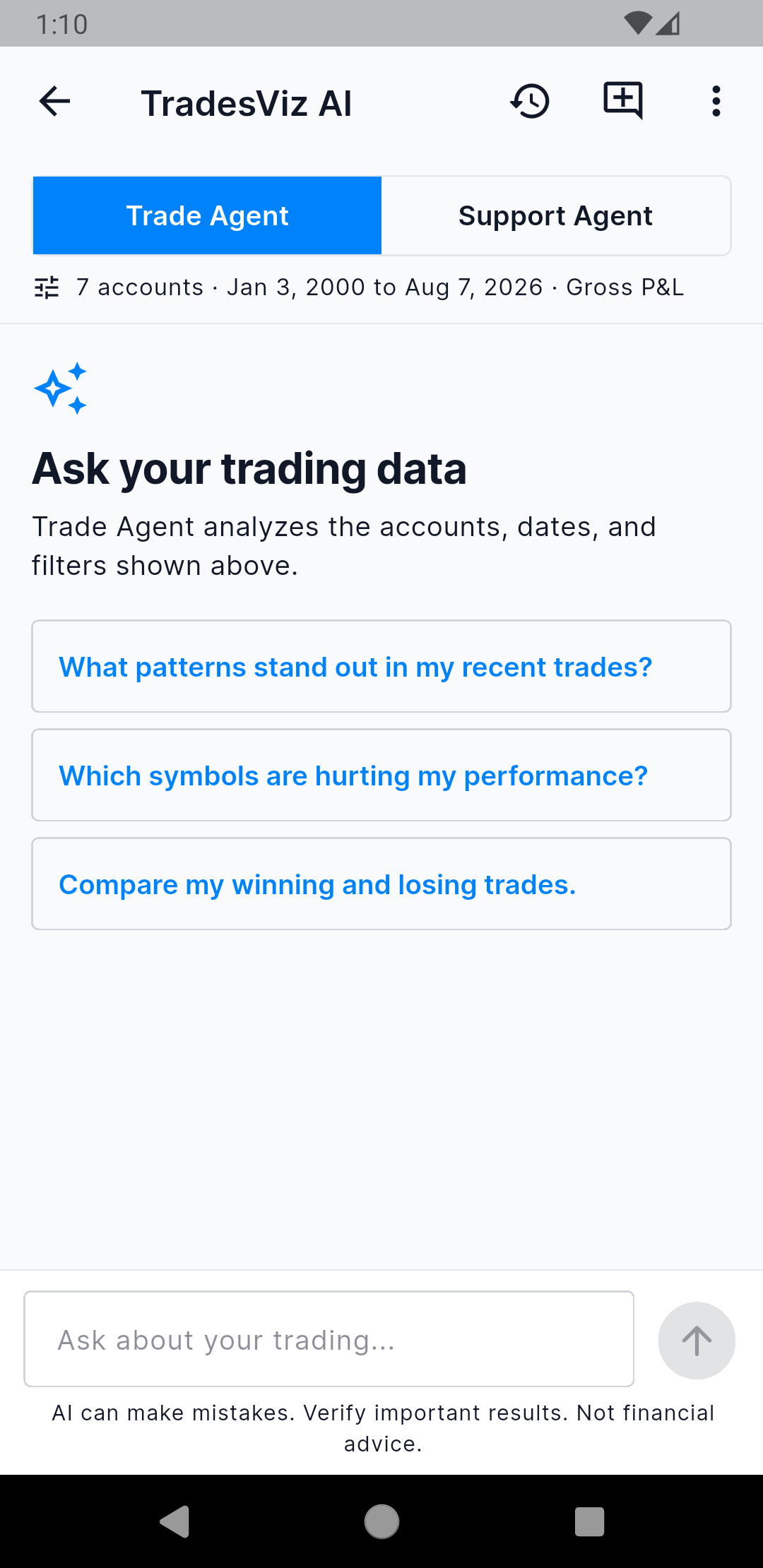 TradesViz Mobile V3 Trade Agent and Support Agent