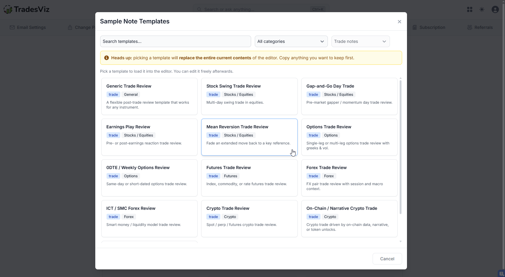 Note templates 