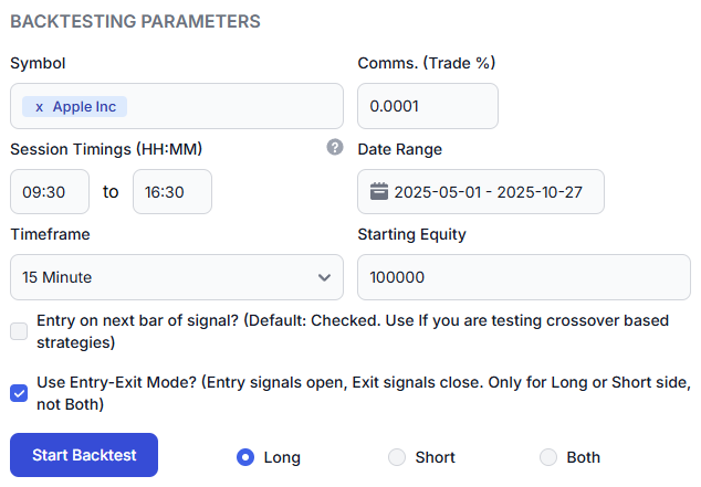 TradesViz Backtester Configuration