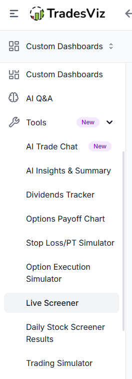 Accessing the screener from the application drawer